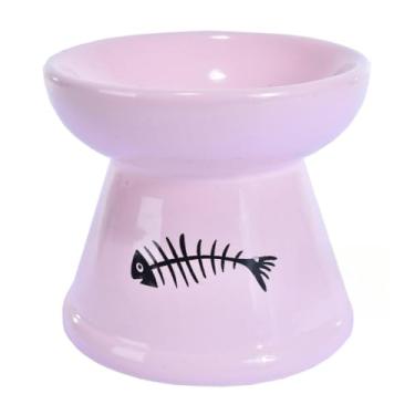 Imagem de kit 2 Comedouro Gato Luxo Bebedouro Cerâmica Elevado Cães Pratico Pet Orgânico(KIT 2 M/M ROSA COMED BEBEDO)