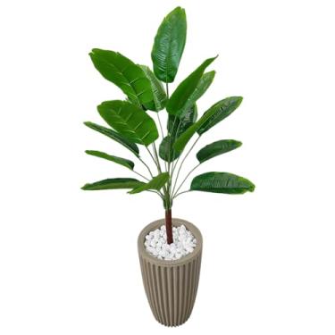 Imagem de Planta Artificial Bananeira Ornamental Vaso 3D Polietileno Decoração (Coluna Bege)