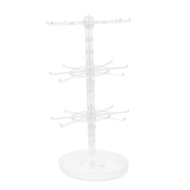Imagem de KiBcsLic Suporte giratório para joias, porta-pulseiras, torre para brincos, expositor giratório para pendurar, organizador de joias para loja, casa, Limpar 3 Níveis