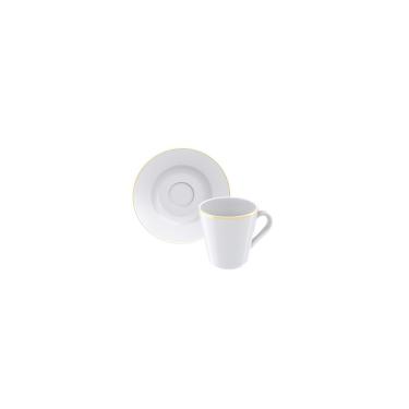 Imagem de Conjunto Xícara E Pires Café Filetado Tramontina Elisa Em Porcelana 70 Ml
