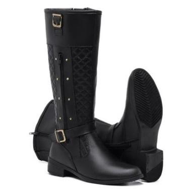 Imagem de Bota Feminina Montaria Cano Longo Detalhe Fivela Zíper Lateral-Feminino