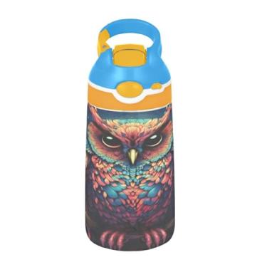Imagem de ATTX Garrafa de água Owls de 473 ml – Garrafa de água reutilizável Tritan Sports & Travel com canudo e tampa de bico pop-up #172