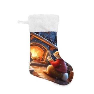 Imagem de GakkiGii Pacote com 2 meias de Natal para lareira e coelho, decoração de Natal grande para parede de árvore de lareira, 45 x 31 cm