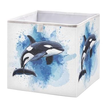 Imagem de SEHANY Cesto de armazenamento dobrável para golfinhos saltadores, organizador de tecido grande, dobrável, para roupas, brinquedos, livros, armário, berçário, 38 x 27 x 17 cm