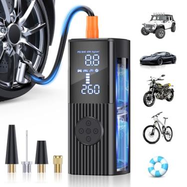 Imagem de Compressor de ar portátil, bomba de ar sem fio 180PSI para pneus de carro com medidor digital, luz LED e função de desligamento automático, compressor de ar 3 vezes mais rápido para carro, motocicleta