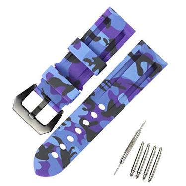 Imagem de KHZBS Pulseira de borracha de silicone para relógio Panerai de substituição para pulseira masculina de 24 mm