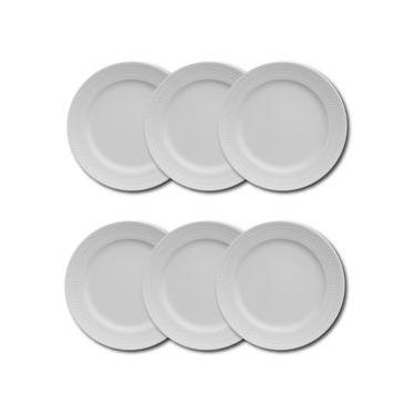 Imagem de Conjunto de Pratos de Sobremesa Germer Chevron em Porcelana 20,5 cm – 6 Peças