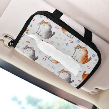 Imagem de SEHANY Porta-lenços de carro de gato fofo, caixa de lenços de papel de carro, suporte de guardanapo retangular dispensador de máscara de carro caixa de lenços de veículo para automóvel universal