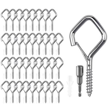 Imagem de Viweolm Ganchos de parafuso para pendurar, ganchos de teto de aço inoxidável 304 para luzes externas, sinos de vento, lanternas, plantas e decorações – uso interno e externo (aço inoxidável, 36 peças)