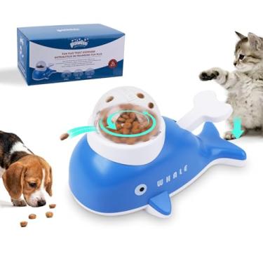 Imagem de Pawise Dispensador de petiscos para gatos, dispensador interativo em forma de baleia para cães e gatos, alimentador lento para alimentação saudável, brinquedo de treinamento de QI para animais de