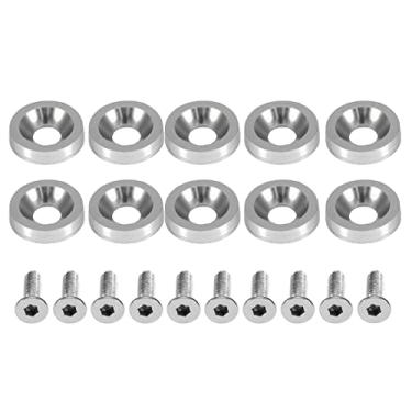 Imagem de POCREATION Parafusos de Decoração de Carro, Parafusos de Estrutura de Placa de Licença de Alumínio de Aço Inoxidável, Com 8 Opções de Cores, para Tampa do Cilindro de Ignição do Para-choque (SILVER)