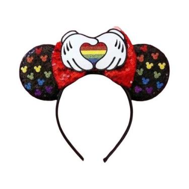 Imagem de Tiara De Orelhas Mickey Minnie Com Laços De Lantejoulas Acessórios De 