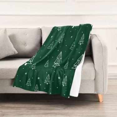 Imagem de Wassud Cobertores e mantas de Natal 152 x 228 cm linha simples de árvores de Natal para sofá, cobertores quentes aconchegantes de lã de pelúcia para cama, sofá, cadeira, decoração de casa