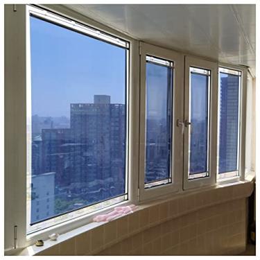 Imagem de uhyOHF Persiana de rolo com bloqueio solar com ventosas, espelho unidirecional e persiana transparente para janela/porta de vidro, 13/17/21/25/29/32,6/36,6/40,5 polegadas de largura (uma cor - 63 x