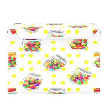 Imagem de STAYTOP Caixas de armazenamento de decorações de Halloween com tampas e alça de transporte, potes fofos, caixas de armazenamento dobráveis, recipientes organizadores, cestas para casa, quarto, armário