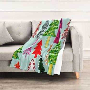 Imagem de Wassud Cobertores e mantas de Natal 152 x 228 cm de árvores de Natal para sofá, cobertores quentes aconchegantes de lã de pelúcia para cama, sofá, cadeira, decoração de casa