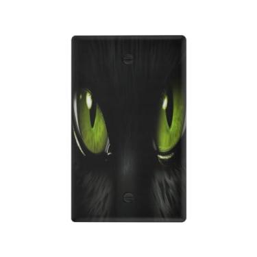 Imagem de Wassud Placa de cobertura de interruptor de luz de olhos verdes, 1 capa de tomada em branco placa de parede decorativa decoração de casa sala de estar quarto