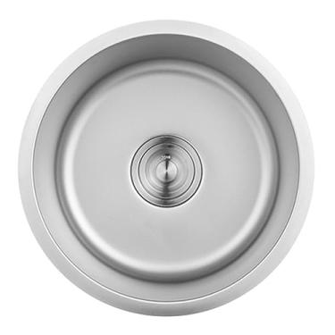 Imagem de PVXMQFFA Mini pia redonda pia de cozinha prata 304 aço inoxidável cozinha tigela única varanda bar sala de chá mini lavatório (cor: prata, tamanho: 36 * 36 cm)