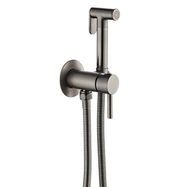 Imagem de uhyOHF Pulverizador de bidê portátil para vaso sanitário montado na parede kit de pulverizador de fraldas de pano conjunto de pulverizador de bidê de latão de alça única kit de pulverizador de bidê de