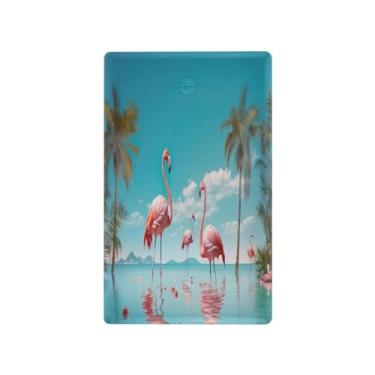 Imagem de Wassud Placa de cobertura de interruptor de luz, capas de tomadas duplas, placa de parede, flamingo, decorativa, decoração de casa, sala de estar, quarto, decoração