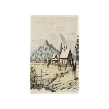 Imagem de Wassud Placa de cobertura para interruptor de luz, cavalo e casa, 1 capa de tomada em branco, placa de parede, decoração de casa, sala de estar, quarto, decoração