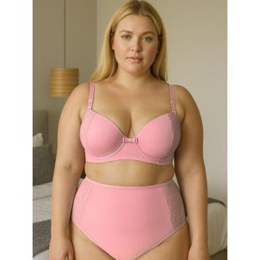 Imagem de Conjunto Plus Size Sutiã Reforçado Bojão e Calcinha Cós Alto - c7 DANI