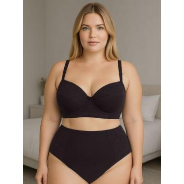Imagem de Conjunto Lingerie Plus Size Sutiã Bojão e Calcinha Cós Reforçado - c2 