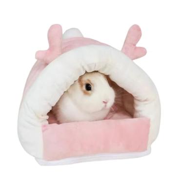 Imagem de Cama esconderijo de porquinho-da-índia – casa de porquinho da índia com fundo removível para coelhos, chinchilas, furões, animais de estimação pequenos – pelúcia grossa, caverna quente e aconchegante