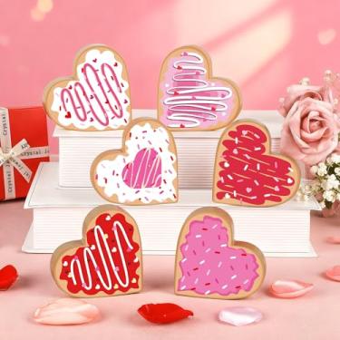 Imagem de 6 peças de decoração de dia dos namorados, placa de coração de madeira dupla face, bloco de amor, bandeja em camadas, decoração para dia dos namorados, casamento, casa