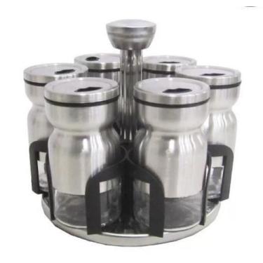 Imagem de Porta Condimento Vidro 7 Pcs Suporte Giratorio - Top Chef