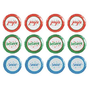 Imagem de Conjunto de 12 conjuntos de pratos natalinos! Pratos de 20 cm perfeitos para jantares de família sem complicações! (12 pacotes de pratos)