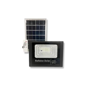 Imagem de Kit 10 Refletores Ultra Led Solar 100W Placa Solar+ Controle