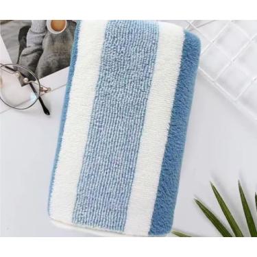 Imagem de Toalha de Banho Microfibra Coral Veludo Adulto 70x140cm Super Absorvente Macia Listrada (azul)