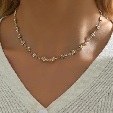 Imagem de Gargantilha feminina com margarida, linda corrente de ouro vintage