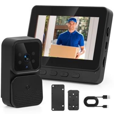 Imagem de Wire Less Visual Intercom Campainha com Tela, Campainha Inteligente Sem Fio com Vídeo Porteiro, Camera Campainhas de Vídeo Doorbell, Campainha Visual Inteligente, Campainha de Vídeo Porteiro Sem Fio