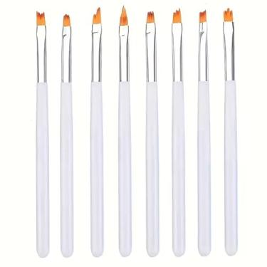 Imagem de Conjunto de 8 pincéis de arte de unhas, pincel de gel de unhas 3D Builder, caneta profissional de desenho de manicure acrílica para manicure de salão em casa, branca