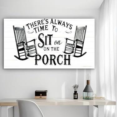 Imagem de Arte de parede em tela rústica Sit On The Porch - Pôster sem moldura de 30 x 61 cm - Decoração de casa e escritório para sala de estar, quarto, cozinha e café
