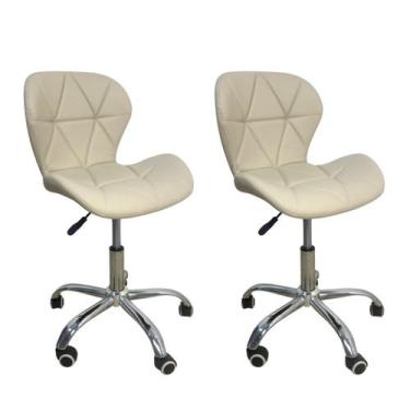 Imagem de Kit 2 Cadeiras Escritório Slim Vegas Base Giratória Estofada Nude - Dk