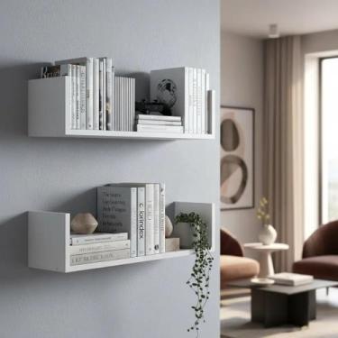 Imagem de Prateleira U MDF 50cm Livros Fotos Decoração Quarto Sala Cozinha Banhe