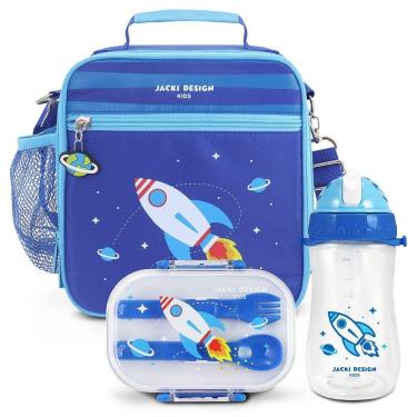Imagem de Kit Lancheira Térmica, Pote Marmita 400ml E Garrafa 460ml Infantil Piccolino Azul
