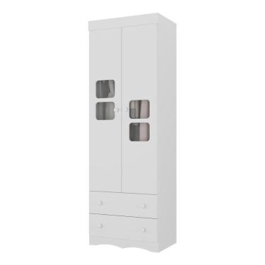 Imagem de Guarda-roupa Infantil 62cm 2 Portas Com Vidro E 2 Gavetas Serena Multimóveis MP4430 Branco