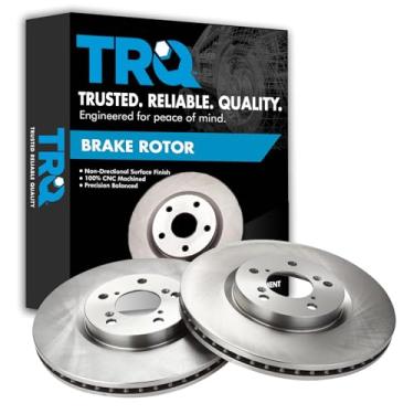 Imagem de TRQ Conjunto de par de rotores de freio a disco dianteiro para Acura MDX 2007-2013 / Honda Pilot 2009-2015 / Acura ZDX 2010-2013