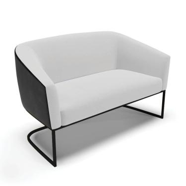 Imagem de Sofá Namoradeira 2 Lug Industrial Preto Stella Pto-linho D03 - D'rossi Cor Cinza