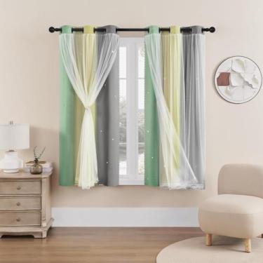 Imagem de Cortina XiDi Rainbow Green Amarelo Cinza Dupla Camada