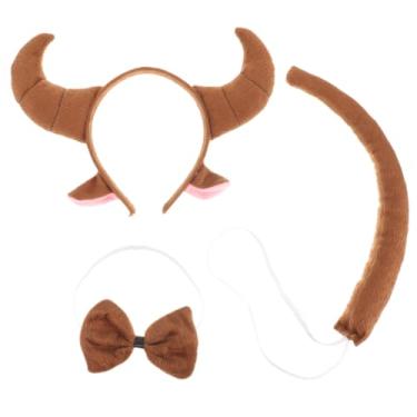 Imagem de FRCOLOR Conjunto de faixas de cabelo de chifre de boi de Halloween para crianças inclui faixa de cabeça e laços de cabelo perfeitos para festas à fantasia, cosplay e festas de aniversário