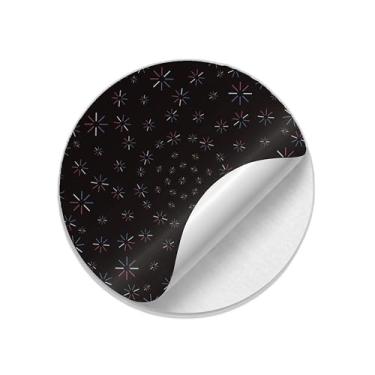 Imagem de Ladrilho Decorativo de Cerâmica Asterisco Vermelho Branco Azul Fundo Preto