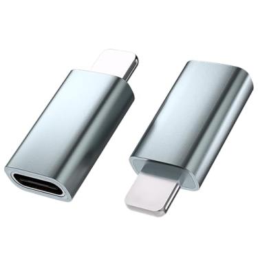 Imagem de Adaptador USB C tipo C para L, pacote com 2, carregamento rápido de 27 W, suporte de transferência de dados, adaptador de cabo macho L para USB tipo C fêmea para telefones iPhone/iPad/Airpods, não