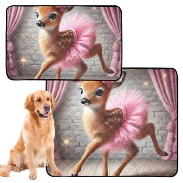 Imagem de TSENQUE Almofadas de xixi para cães, lavável, balé, rosa, tutu reutilizável para animais de estimação, almofada absorvente para parto, tapete de gaiola de cachorro fofo, impermeável, médio + grande