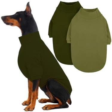 Imagem de IECOii Pacote com 2 suéteres de lã para cães grandes, gola rolê quente com stretch para Pitbull, suéter de outono inverno com manga, suéteres internos e externos para caminhadas, 2GG