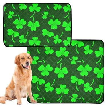 Imagem de Green Shamrock Clovers Tapete reutilizável para animais de estimação lavável para animais de estimação tapetes impermeáveis para gaiola de cachorro fofos absorventes de parto, médio + grande, conjunto